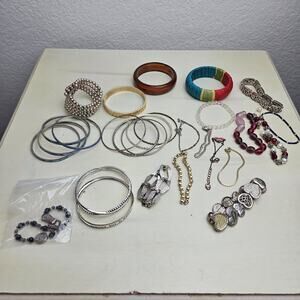 Lot of Costume Jewelry Bracelets Bangle Unbranded Some Religious Tarnished craft